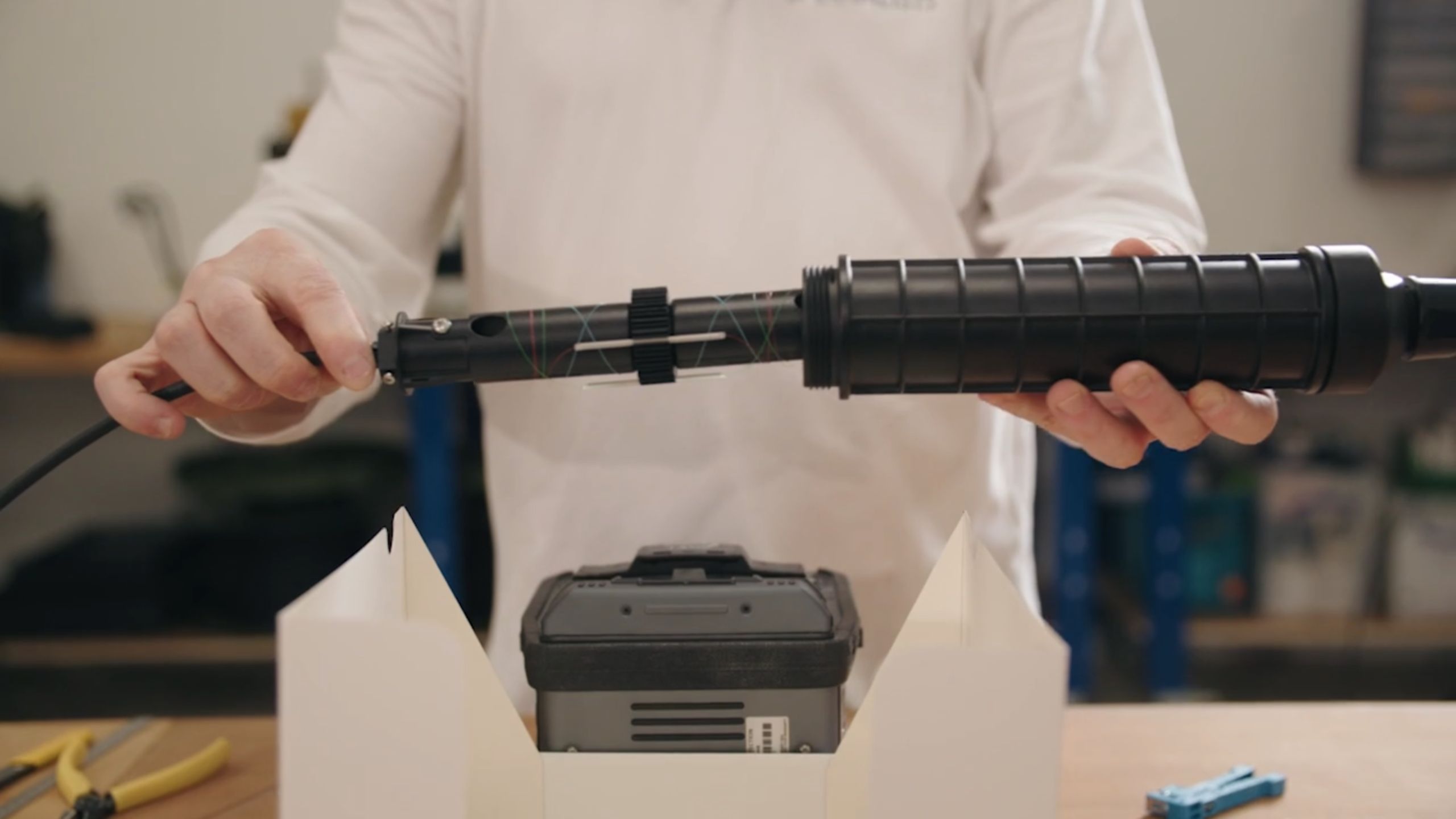 Reinventing the Splice Pipe Through Innovative Engineering. Splice Pipe is pictured being demonstrated in a workshop.